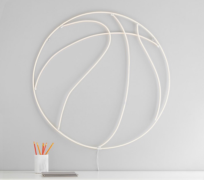 Neon Basketball Wall Light Pottery Barn Kids