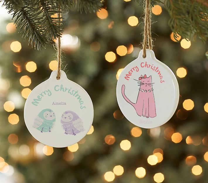 Owl &amp; Cat Personalized Ornaments