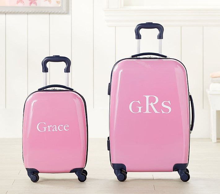 Fairfax Solid Pink/Navy Trim Hard Sided Luggage Collection