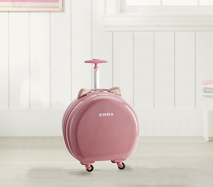 Mackenzie Critter Pink Sparkle Glitter Round Hard Sided Luggage