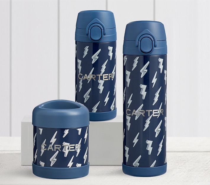 Mackenzie  Navy Lightning Bolt Glow-in-the-Dark Hot &amp; Cold Container