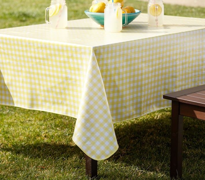 Yellow Gingham Coated Tablecloth