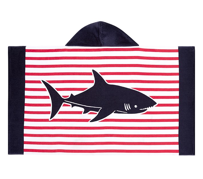 Breton Stripe Shark Kid Beach Hooded Towel