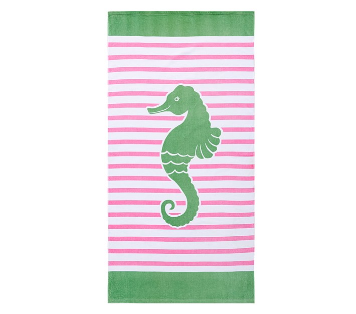 Breton Stripe Seahorse Kid Beach Towel