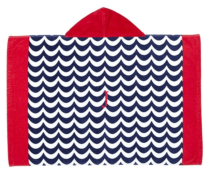 Wave Baby Beach Hooded Towel Navy Red