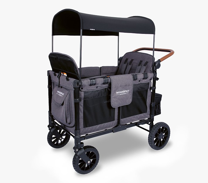 Wonderfold W4 Luxe Quad Stroller Wagon, 4 Seater - Charcoal Gray