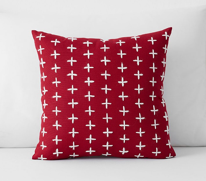 Criss Cross Embroidered Pillow