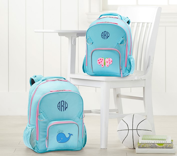 Fairfax Solid Aqua/Pink Trim Backpack