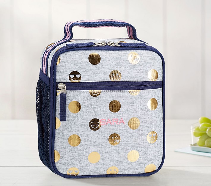 Mackenzie Gold Foil Emojis Lunch Boxes