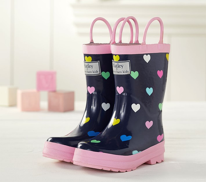 Hatley Navy/Pink Multi Hearts Rainboots
