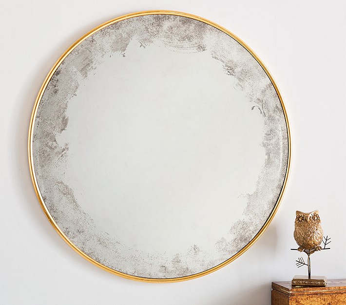 Monique Lhuillier Antiqued Round Mirror