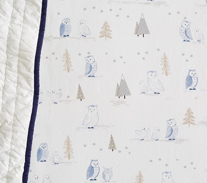 Winter Owl Organic Flannel Crib Fitted Sheet