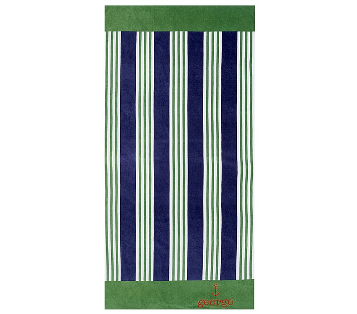 Nantucket Stripe Towel Green Navy
