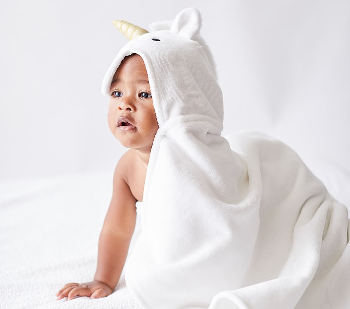west elm x pbk Unicorn Bath Baby Hooded Towel