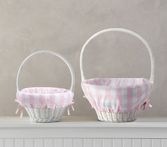 Pink Large Scale Gingham Basket Liners