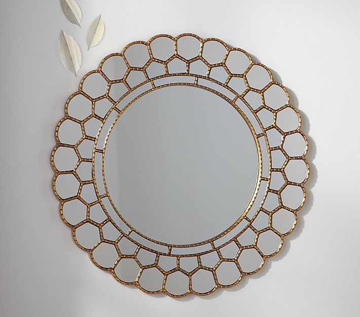 Gold Circle Blossom Mirror