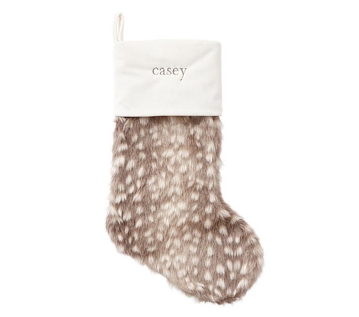 Solid Fawn Fur-Faux Stocking