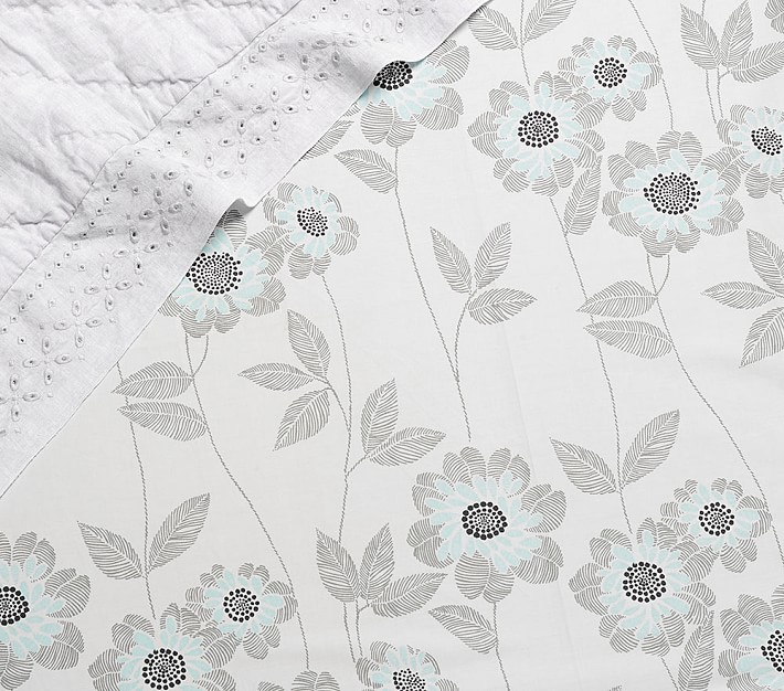 Adelaide Seaglass Floral Sateen Crib Fitted Sheet