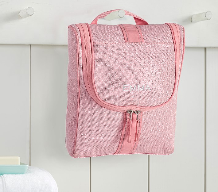 Mackenzie Pink Sparkle Glitter Toiletry Bag