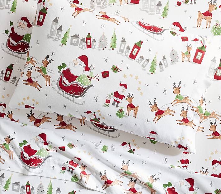 North Pole Flannel Sheet Set &amp; Pillowcases
