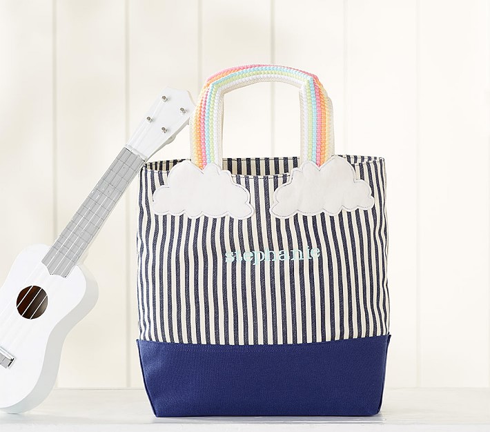 Striped Critter Navy Rainbow Tote