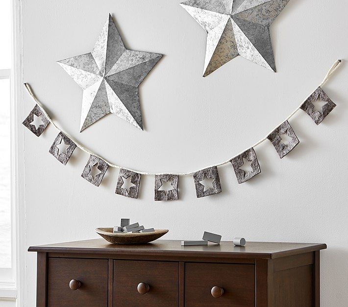 Felted Wool Cut Out Star Garland