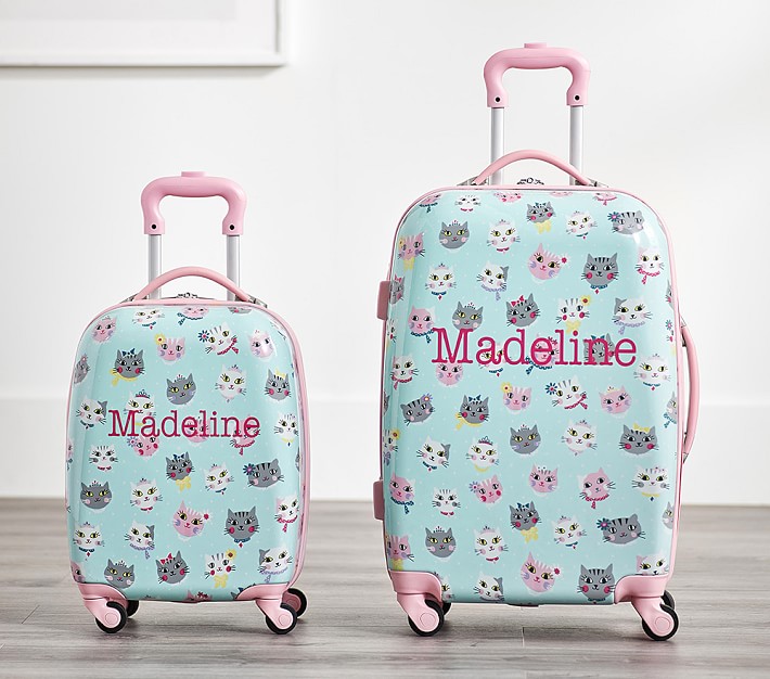 Mackenzie Aqua Pink Princess Kitty Hard Sided Luggage