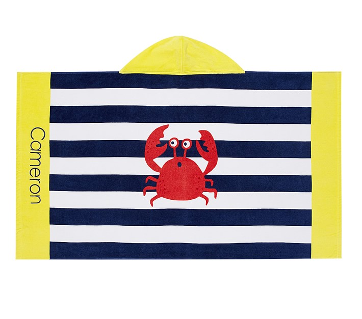Crab Stripe Kid Beach Hooded Towel