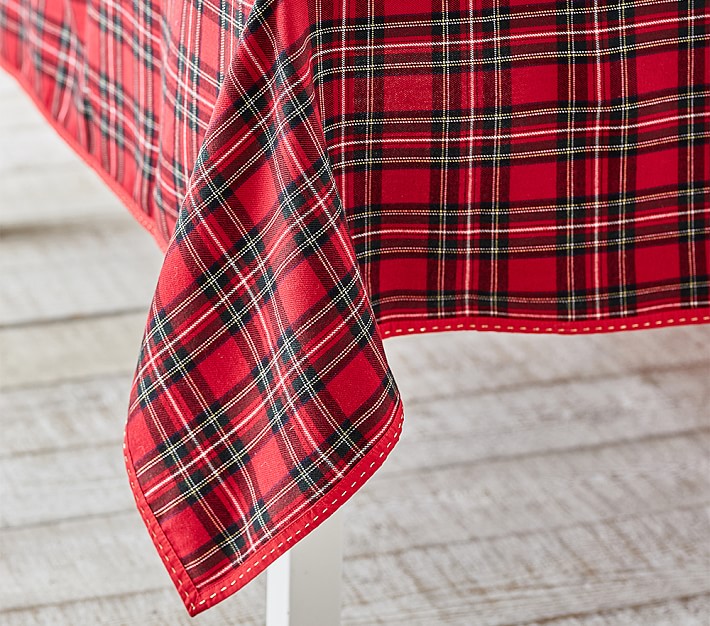 Red Plaid Holiday Tablecloth