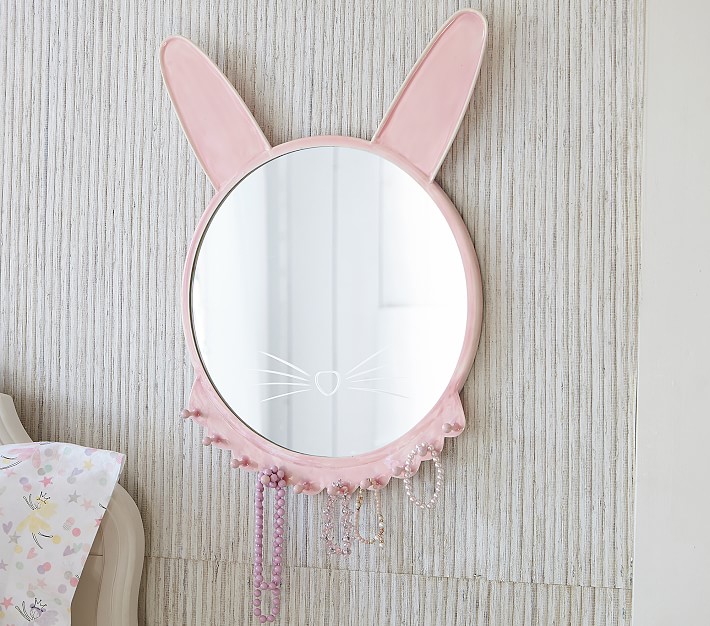 Pink Ceramic Bunny Mirror