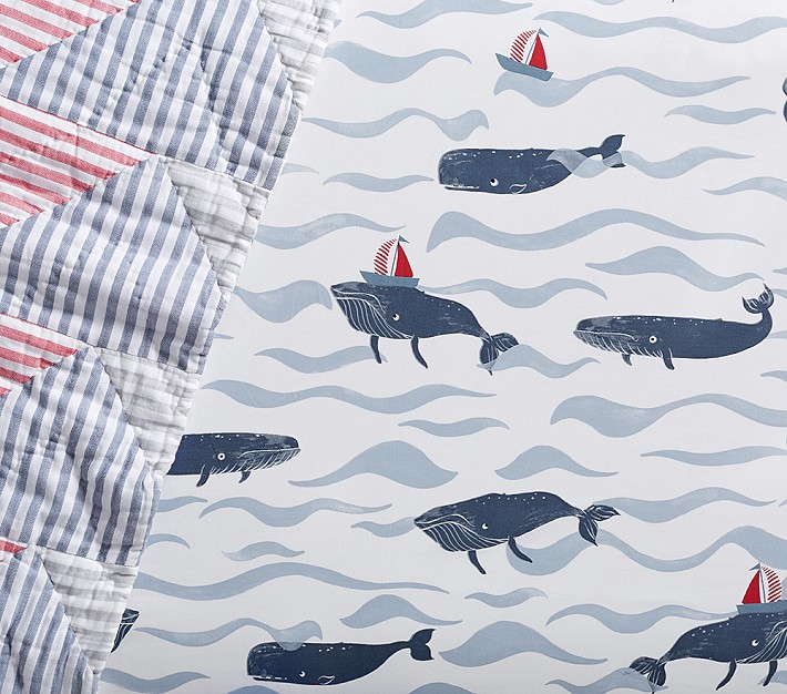 Nautical Whale Crib Fitted Sheet