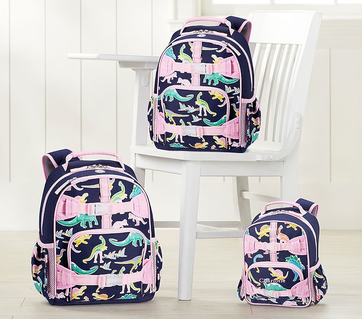 Mackenzie Pink Navy Glow-in-the-Dark Dinos Backpacks