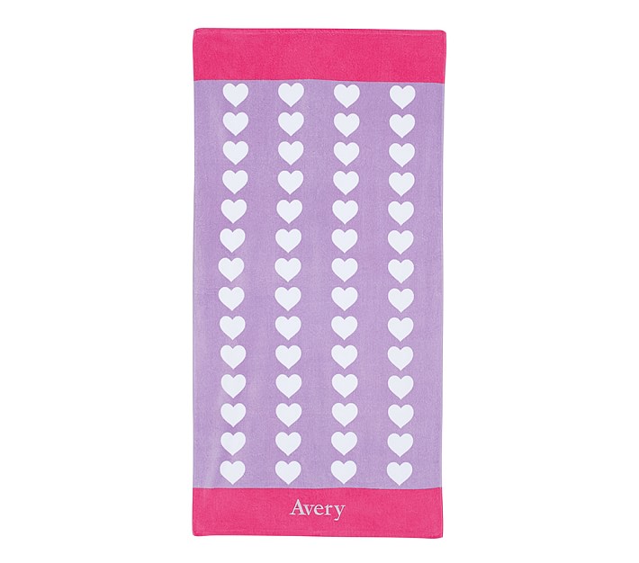 Classic Repeat Heart Towel Lavender Pink