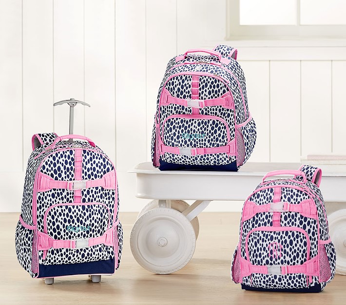 Mackenzie Navy/Pink Dalmatian Dot Backpack