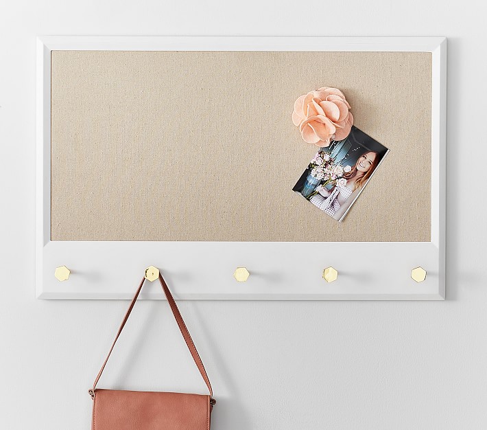 Wood Framed Pinboard With Hooks
