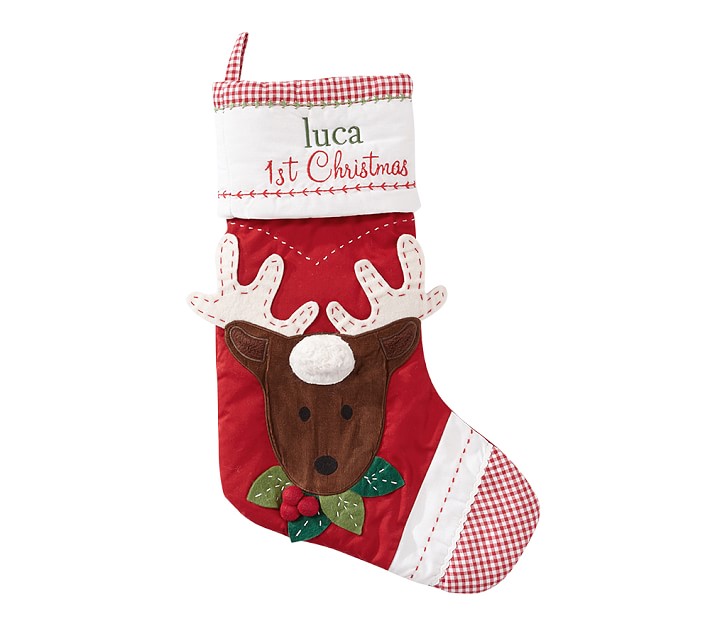 Baby's First Reindeer Quilted Stocking
