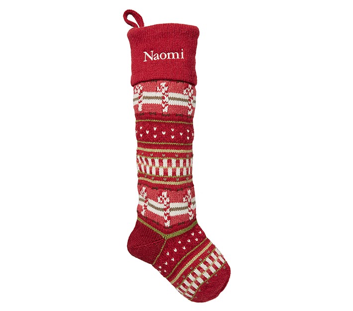 Red Candy Cane Classic Fair Isle Stocking