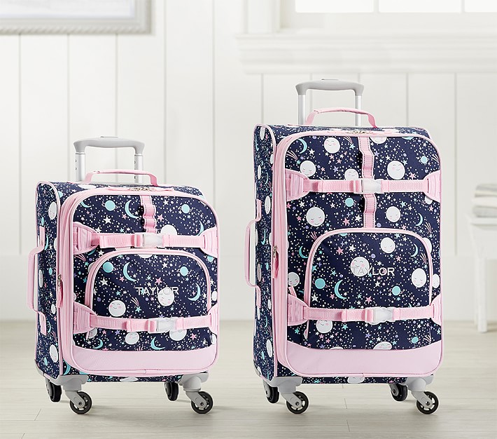 Mackenzie Pink Navy Glow-in-the-Dark Moons Spinner Luggage