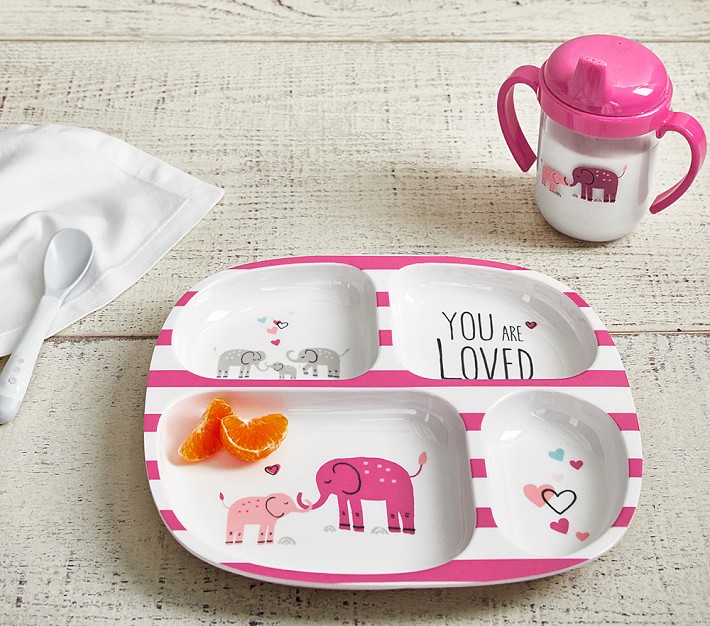 Pink &quot;You are Loved&quot; Feeding Plate &amp; Sippy Cup