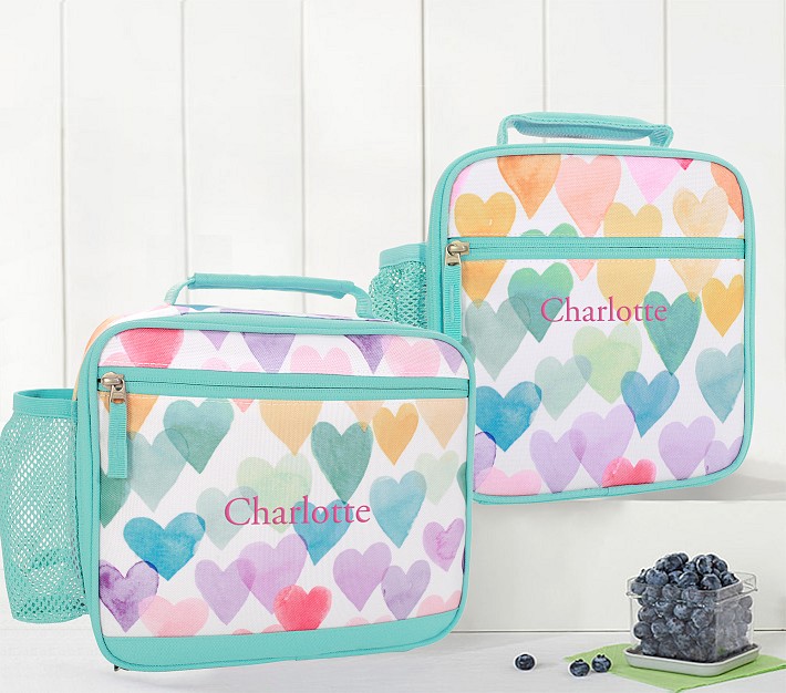 Mackenzie Aqua Rainbow Hearts Lunch Boxes