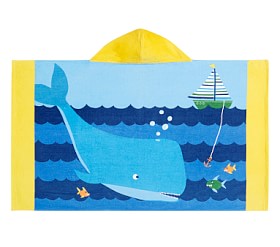 Boys Classic Whale Hooded Beach Towel | Pottery Barn Kids