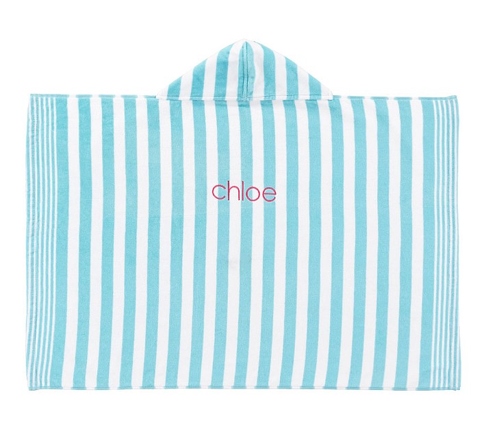 Aqua Stripe Baby Beach Hooded Towel