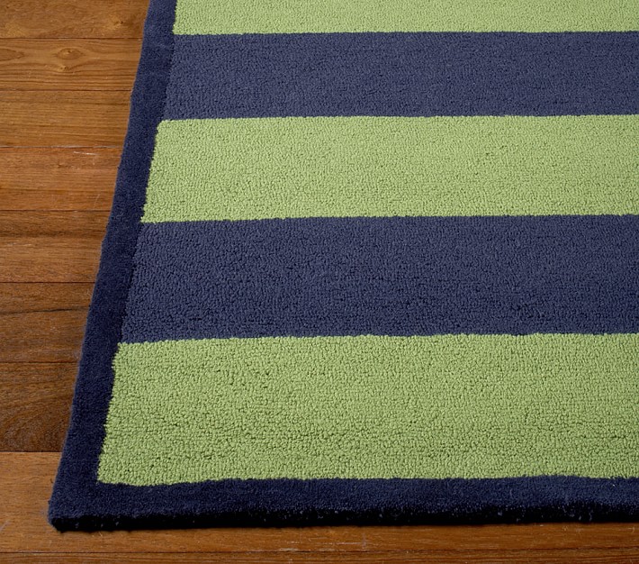 Green/Navy Rugby Stripe Rug Swatch Pottery Barn Kids