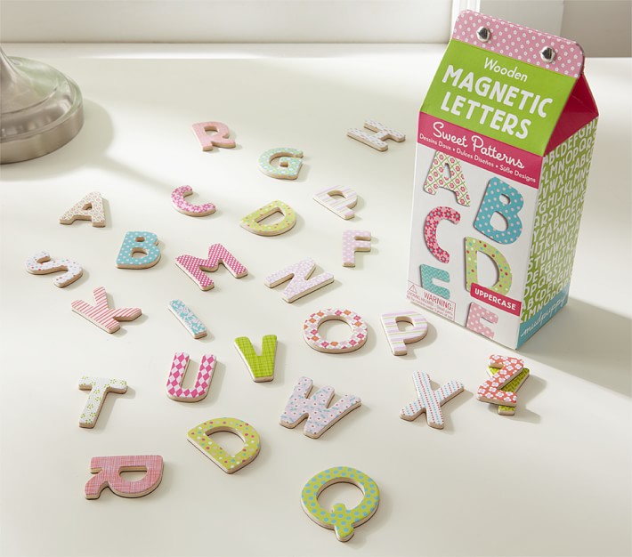 Wooden Magnet Letters "Sweet Patterns", Uppercase