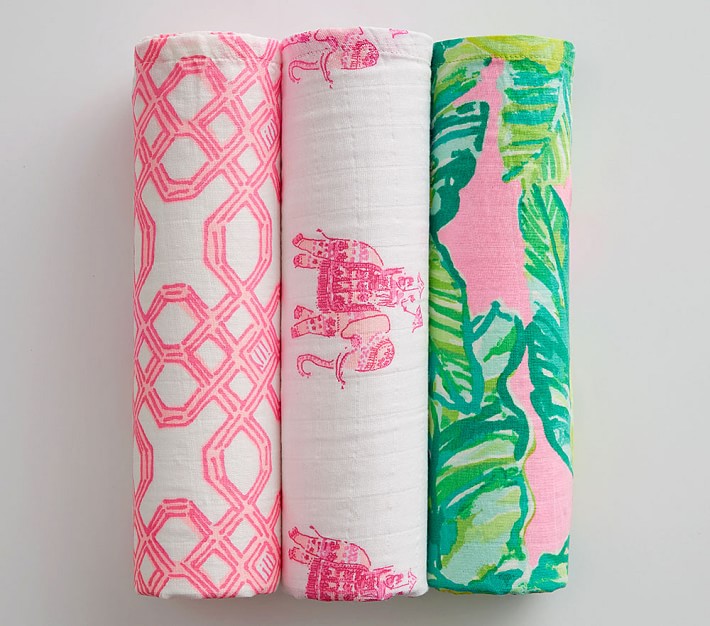 Lilly Pulitzer Muslin Swaddle Set of 3, Pink