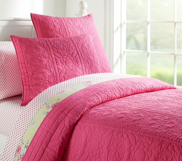 Whitney Quilt, Twin, Bright Pink