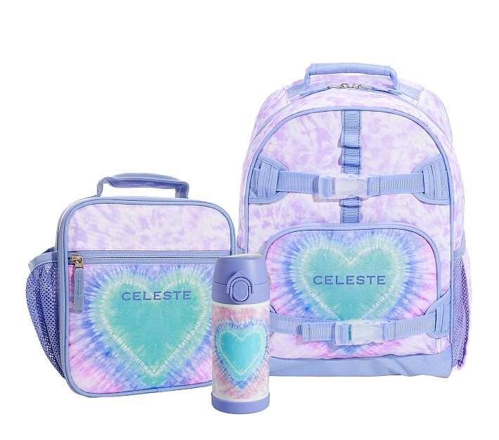 Mackenzie Lavender Heart Tie-Dye Backpack &amp; Lunch Bundle, Set of 3