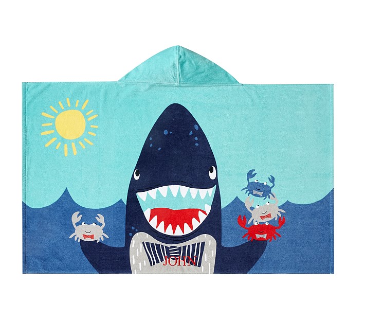 Shark Portrait Kid Beach Hooded Towel