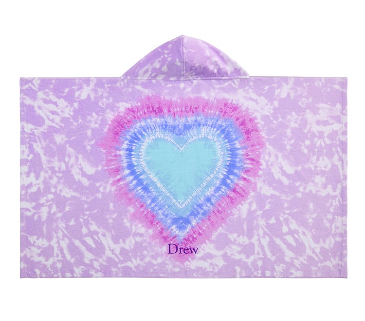 Tie-Dye Heart Kid Beach Hooded Towel