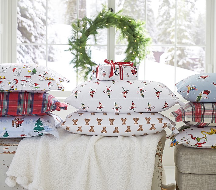 Skating Santa Organic Sheet Set &amp; Pillowcases